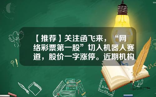 【推荐】关注函飞来，“网络彩票第一股”切入机器人赛道，股价一字涨停。近期机构扎堆关注四大板块，海外机构盯上这些股（附股）-互联网彩票公司销售对比