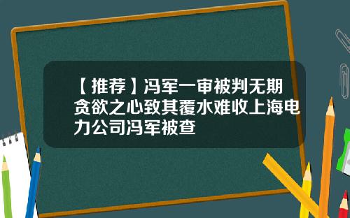 【推荐】冯军一审被判无期贪欲之心致其覆水难收上海电力公司冯军被查