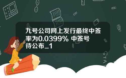 九号公司网上发行最终中签率为0.0399% 中签号待公布_1