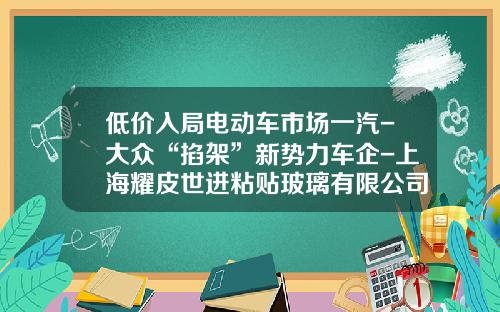 低价入局电动车市场一汽-大众“掐架”新势力车企-上海耀皮世进粘贴玻璃有限公司