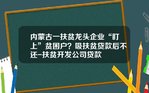 内蒙古一扶贫龙头企业“盯上”贫困户?吸扶贫贷款后不还-扶贫开发公司贷款