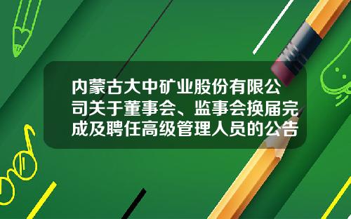 内蒙古大中矿业股份有限公司关于董事会、监事会换届完成及聘任高级管理人员的公告-包头市申银水务有限责任公司
