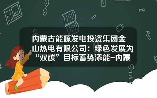 内蒙古能源发电投资集团金山热电有限公司：绿色发展为“双碳”目标蓄势添能-内蒙古能源建设投资集团有限公司