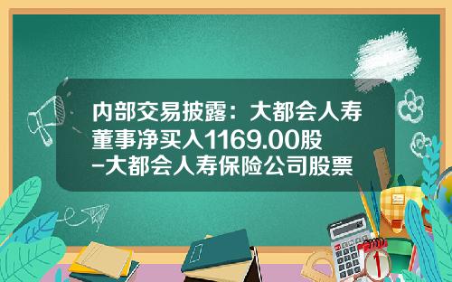 内部交易披露：大都会人寿董事净买入1169.00股-大都会人寿保险公司股票