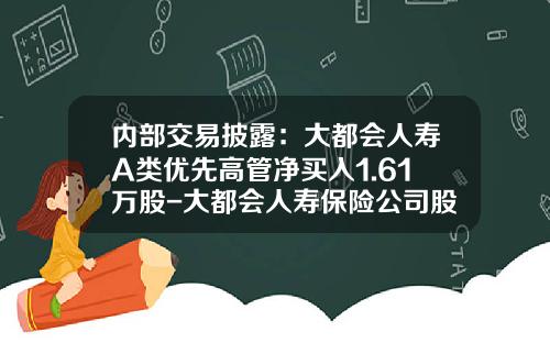 内部交易披露：大都会人寿A类优先高管净买入1.61万股-大都会人寿保险公司股票