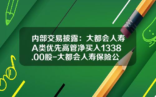 内部交易披露：大都会人寿A类优先高管净买入1338.00股-大都会人寿保险公司股票