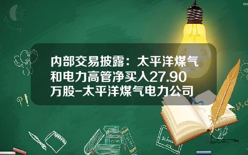 内部交易披露：太平洋煤气和电力高管净买入27.90万股-太平洋煤气电力公司