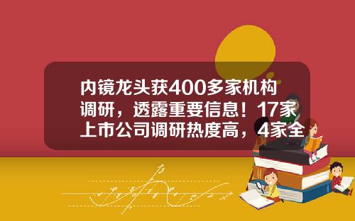 内镜龙头获400多家机构调研，透露重要信息！17家上市公司调研热度高，4家全年净利润翻倍-股票资讯服务行业怎样