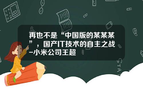再也不是“中国版的某某某”，国产IT技术的自主之战-小米公司王超