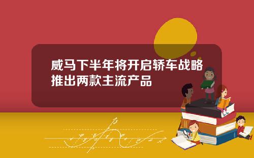 威马下半年将开启轿车战略推出两款主流产品