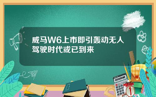 威马W6上市即引轰动无人驾驶时代或已到来
