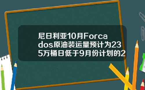 尼日利亚10月Forcados原油装运量预计为235万桶日低于9月份计划的243万桶日【推荐】