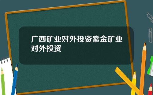 广西矿业对外投资紫金矿业对外投资