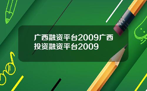 广西融资平台2009广西投资融资平台2009