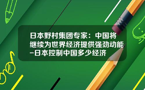 日本野村集团专家：中国将继续为世界经济提供强劲动能-日本控制中国多少经济