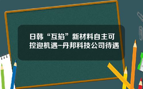 日韩“互掐”新材料自主可控迎机遇-丹邦科技公司待遇