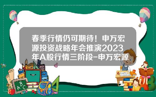 春季行情仍可期待！申万宏源投资战略年会推演2023年A股行情三阶段-申万宏源投资有限公司