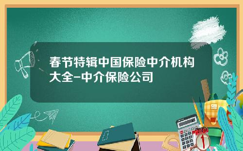 春节特辑中国保险中介机构大全-中介保险公司