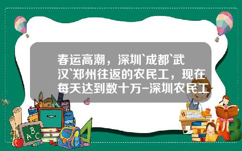 春运高潮，深圳`成都`武汉`郑州往返的农民工，现在每天达到数十万-深圳农民工有多少