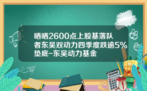 晒晒2600点上股基落队者东吴双动力四季度跌逾5%垫底-东吴动力基金