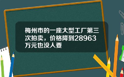梅州市的一座大型工厂第三次拍卖，价格降到28963万元也没人要