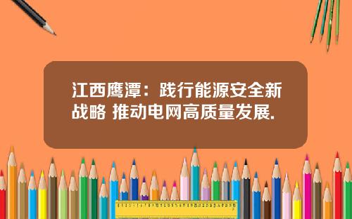 江西鹰潭：践行能源安全新战略 推动电网高质量发展.