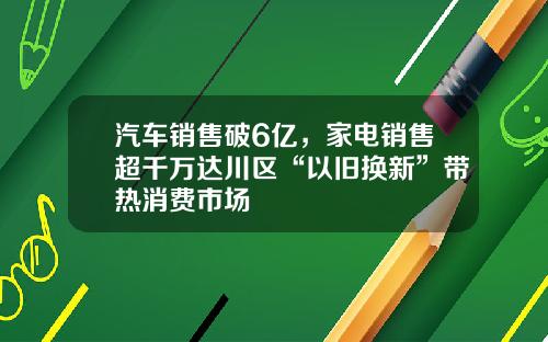 汽车销售破6亿，家电销售超千万达川区“以旧换新”带热消费市场