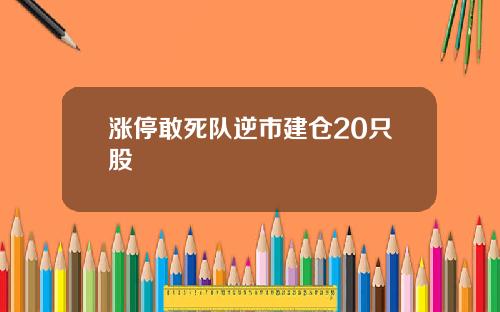 涨停敢死队逆市建仓20只股