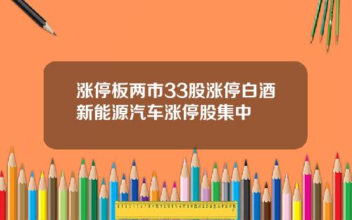 涨停板两市33股涨停白酒新能源汽车涨停股集中