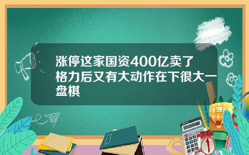 涨停这家国资400亿卖了格力后又有大动作在下很大一盘棋