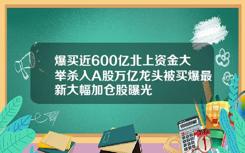 爆买近600亿北上资金大举杀入A股万亿龙头被买爆最新大幅加仓股曝光