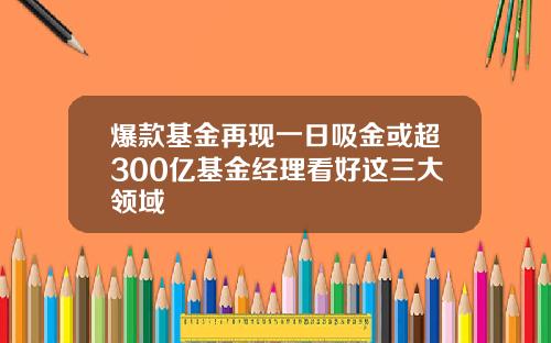 爆款基金再现一日吸金或超300亿基金经理看好这三大领域
