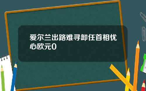 爱尔兰出路难寻卸任首相忧心欧元0