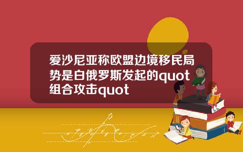爱沙尼亚称欧盟边境移民局势是白俄罗斯发起的quot组合攻击quot