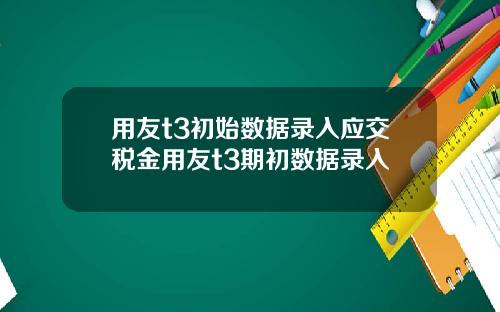 用友t3初始数据录入应交税金用友t3期初数据录入