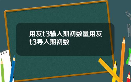 用友t3输入期初数量用友t3导入期初数
