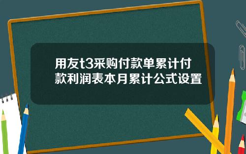用友t3采购付款单累计付款利润表本月累计公式设置