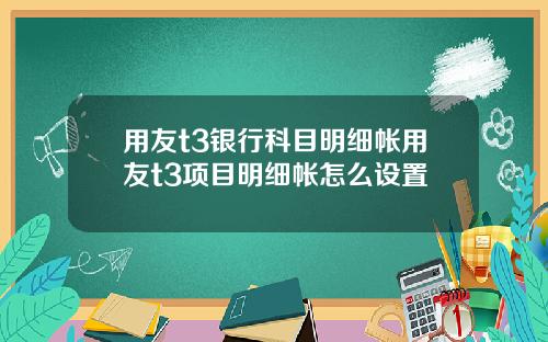 用友t3银行科目明细帐用友t3项目明细帐怎么设置