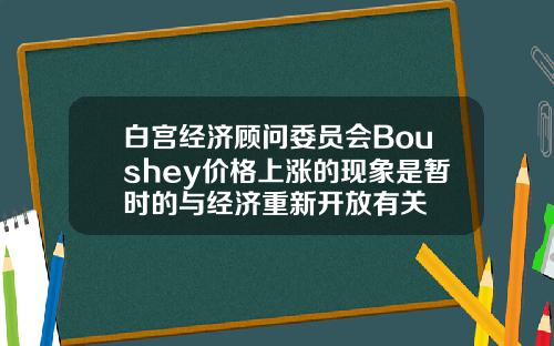 白宫经济顾问委员会Boushey价格上涨的现象是暂时的与经济重新开放有关