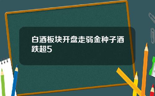 白酒板块开盘走弱金种子酒跌超5