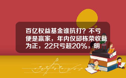 百亿权益基金谁抗打？不亏便是赢家，年内仅邱栋荣收益为正，22只亏超20%，明星基金经理待打翻身仗-百亿基金