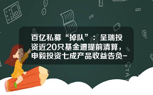 百亿私募“掉队”：呈瑞投资近20只基金遭提前清算，申毅投资七成产品收益告负-基金清算系统