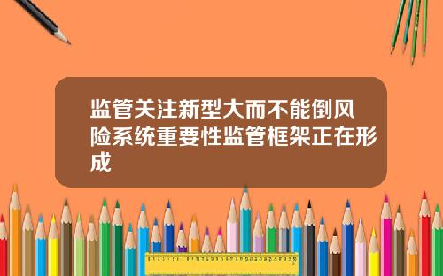 监管关注新型大而不能倒风险系统重要性监管框架正在形成