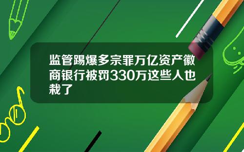 监管踢爆多宗罪万亿资产徽商银行被罚330万这些人也栽了