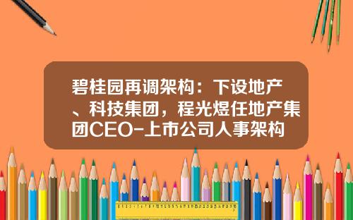 碧桂园再调架构：下设地产、科技集团，程光煜任地产集团CEO-上市公司人事架构