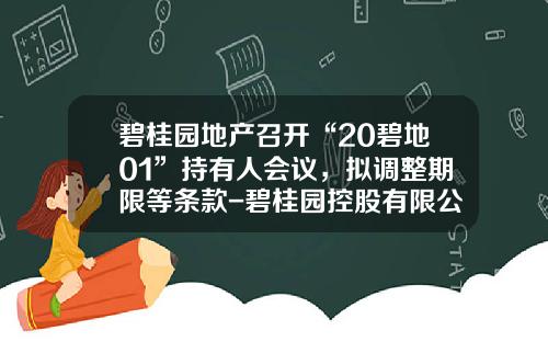 碧桂园地产召开“20碧地01”持有人会议，拟调整期限等条款-碧桂园控股有限公司