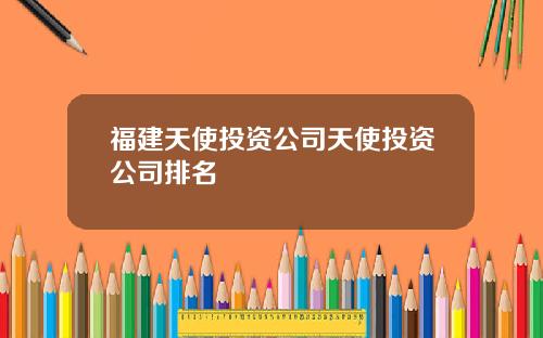 福建天使投资公司天使投资公司排名
