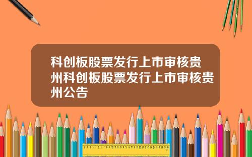 科创板股票发行上市审核贵州科创板股票发行上市审核贵州公告