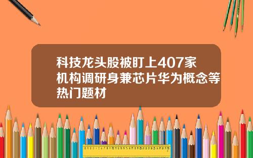 科技龙头股被盯上407家机构调研身兼芯片华为概念等热门题材