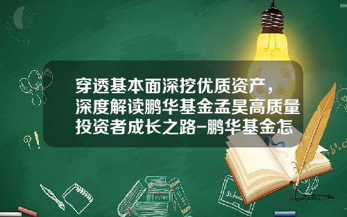 穿透基本面深挖优质资产，深度解读鹏华基金孟昊高质量投资者成长之路-鹏华基金怎样